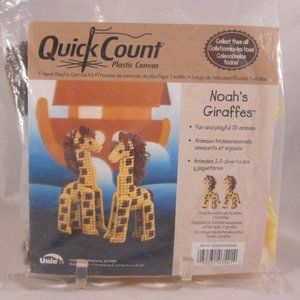 *3 FOR $9* NEW Set of 2 Quick Count Plastic Canvas 7-mesh Noah's Ark Giraffe Kit